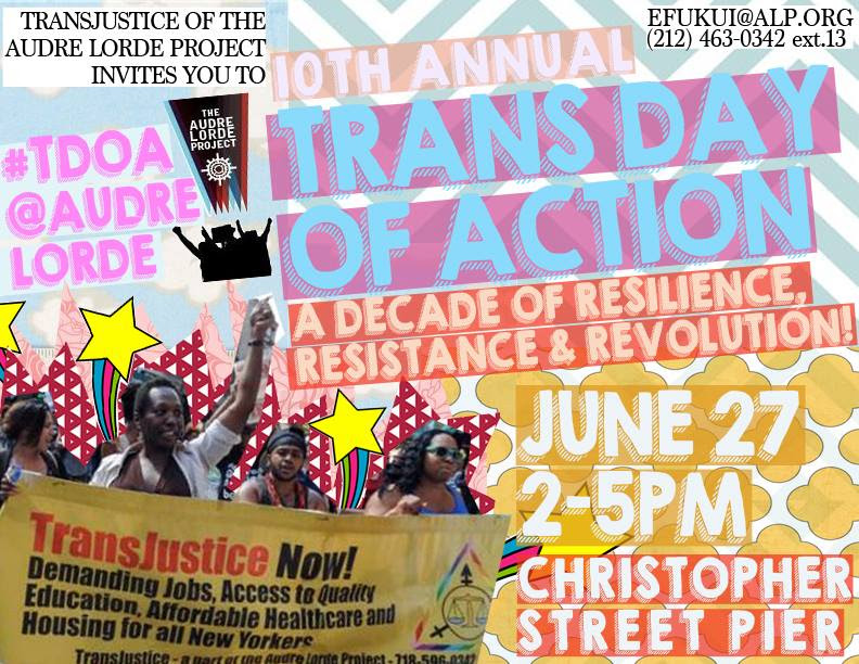 10th Annual NYC Trans Day of Action (New York, NY) @ Christopher Street Pier 